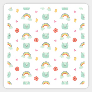 Cartoon Cat Rainbow Pattern Sticker